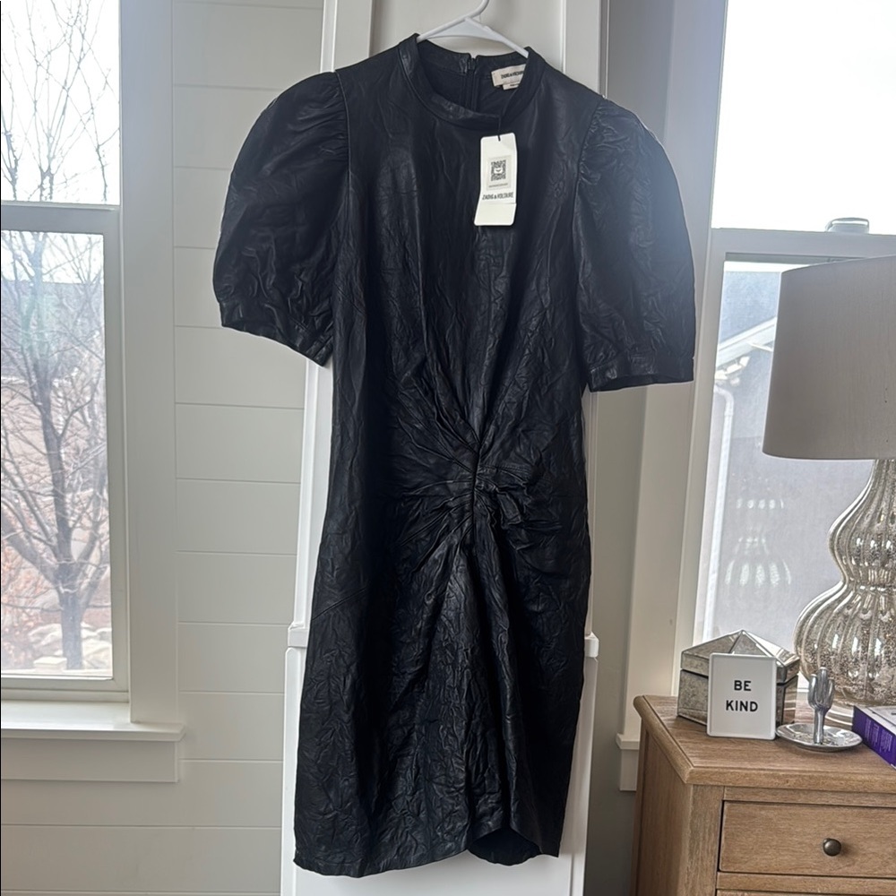 Zadig & Voltaire Rixe Lambskin Leather Mini Dress M NWT Flaw - Picture 7 of 12